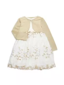 Комплект из 2 предметов: кардиган и платье для девочки Purple Rose, слоновая кость