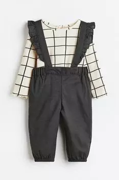 Комплект из 2 предметов с комбинезоном H&amp;M, темно-серый/клетка