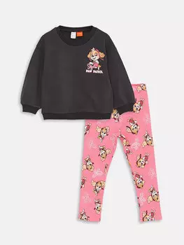 Комплект из 2 предметов: свитшот и колготки для маленьких девочек с круглым вырезом и принтом Paw Patrol LCW baby