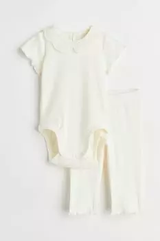 Комплект из 2 предметов в полоску H&amp;M, натуральный белый