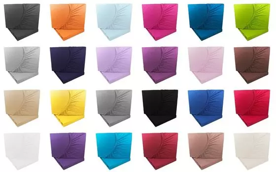 Комплект из 2 притачных простыней из трикотажа синего/голубого 140х200 - 160х200 см 100% хлопок Arle-Living