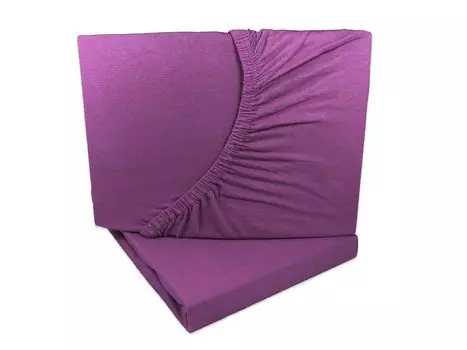 Комплект из 2 притачных простыней из трикотажа баклажановый/фиолетовый 90х200 - 100х200 см 100% хлопок Arle-Living