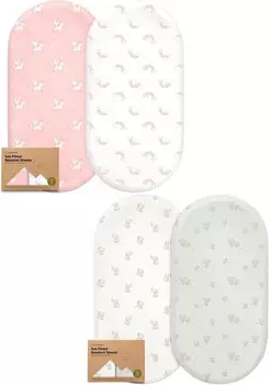 Комплект из 2 простыней для детской люльки Keababies для девочек и мальчиков, совместимый с поворотным спальным местом для люльки Halo, Baby Delight, наматрасником для прикроватной люльки Graco