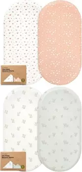 Комплект из 2 простыней для детской люльки Keababies для девочек и мальчиков, совместимый с поворотным спальным местом для люльки Halo, Baby Delight, наматрасником для прикроватной люльки Graco