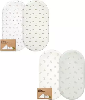 Комплект из 2 простыней для детской люльки Keababies для девочек и мальчиков, совместимый с поворотным спальным местом для люльки Halo, Baby Delight, наматрасником для прикроватной люльки Graco