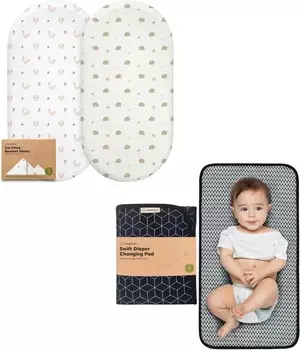 Комплект из 2 простыней для детской люльки Keababies для девочек и мальчиков
