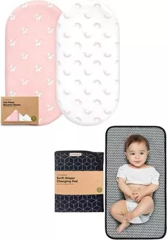 Комплект из 2 простыней для детской люльки Keababies для девочек и мальчиков