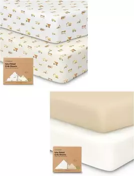 Комплект из 2 простыней для кроватки Keababies для мальчиков и девочек - простыни для детской кроватки, простыни для детской кроватки, наматрасник для кроватки, простыни для малышей, детские простыни для простыней для детской кроватки