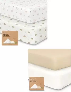 Комплект из 2 простыней для кроватки Keababies для мальчиков и девочек - простыни для детской кроватки, простыни для детской кроватки, наматрасник для кроватки, простыни для малышей, детские простыни для простыней для детской кроватки