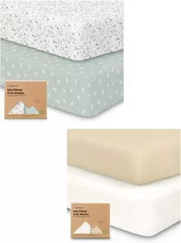 Комплект из 2 простыней для кроватки Keababies для мальчиков и девочек - простыни для детской кроватки, простыни для детской кроватки, наматрасник для кроватки, простыни для малышей, детские простыни для простыней для детской кроватки