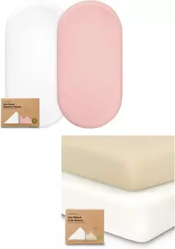 Комплект из 2 простыней для люльки Keababies для девочек и мальчиков и 2 комплекта простыней для детской кроватки для мальчиков и девочек — наматрасники для люльки