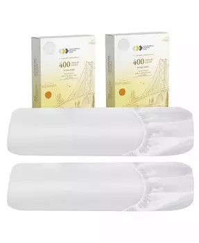 Комплект из 2 простыней на подгонке Queen, плотность нити 400, 100 % хлопок простыней на подгонке Queen, простыней Queen на подгонке с глубокими карманами (светло-серый) California Design Den, белый