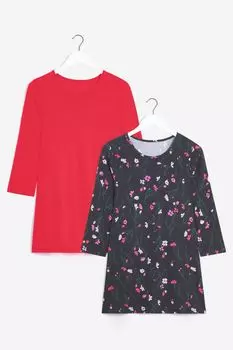 Комплект из 2 расклешенных туник JD Williams с красным принтом JD Williams, красный