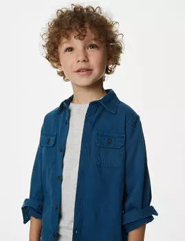 Комплект из 2 рубашек и футболок из чистого хлопка (2–8 лет) Marks & Spencer, синий