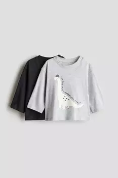 Комплект из 2 рубашек с длинными рукавами H&M, серый