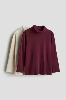 Комплект из 2 рубашек с высоким воротником H&M, красный