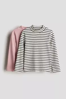 Комплект из 2 рубашек с высоким воротником H&M, розовый