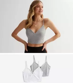 Комплект из 2 серо-белых бюстгальтеров без косточек New Look, светло-серый