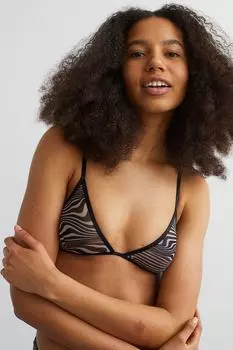Комплект из 2 сетчатых бюстгальтеров H&amp;M, черный/белый узор