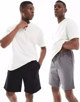 Комплект из 2 шорт-чиносов Jack & Jones серого и черного цветов