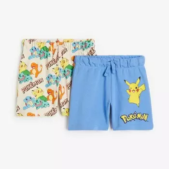 Комплект из 2 шорт H&M x Pokmon Printed, светло-розовый/синий