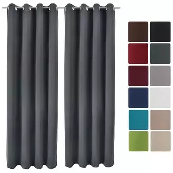 Комплект из 2 шт., плотные шторы, утепленные шторы для спальни и гостиной, 132 х 160 см, белые Beautissu, серый