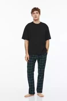 Комплект из 2 штанов для пижамы H&amp;M, темно-зеленый/клетка