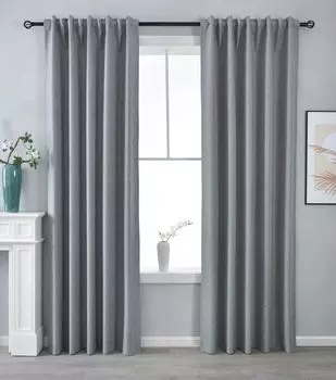 Комплект из 2 штор блэкаут 100% затемнение ВxШ 175x140 см темно-серый »BOSTON Dark« с многополосным подвесом, 2023600-2 Astek