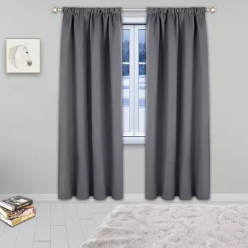 Комплект из 2 штор блэкаут, термозавесы, непрозрачная штора, теплоизоляционная штора, 132 х 213 см, бежевый Koheim, серый