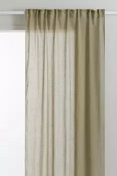 Комплект из 2 штор из смеси льна H&M, 120x250 см, зеленый