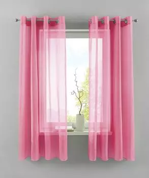 Комплект из 2 штор на люверсах ВхШ 175х140 см, черная прозрачная штора "Базель" с свинцовой лентой магазинная штора, 20332TR2 Astek, розовый