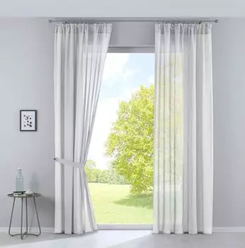 Комплект из 2 штор «Nizza» хлопковая вуаль-полвуаль ВхШ 254х135 см серые прозрачные жалюзи с гардинной лентой и тунельным протяжным механизмом, 2019031-2 Astek, бежевый