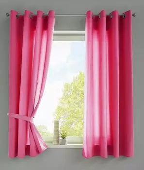 Комплект из 2 штор, петельки для шарфа «Берлин» ВxШ 175x140 см темно-синий непрозрачный микросатин полупрозрачный однотонный матовый, 20405N2 Astek, розовый