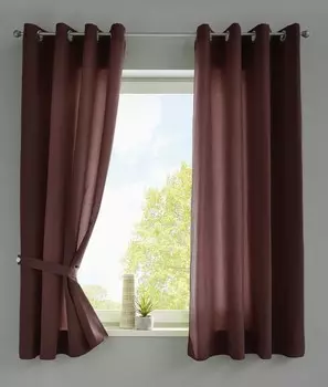 Комплект из 2 штор, петельки для шарфа «Берлин» ВxШ 175x140 см оранжевый непрозрачный микросатин полупрозрачный однотонный матовый, 20405N2 Astek, коричневый