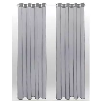 Комплект из 2 штор, прозрачные люверсы Noella, размер: 140 х 175 см (желтый) Bestlivings, серый