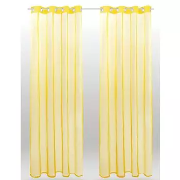 Комплект из 2 штор, прозрачные люверсы Noella, размер: 140 х 145 см (серый) Bestlivings, желтый
