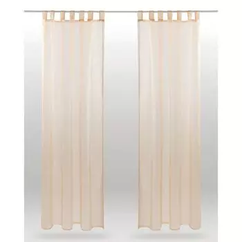 Комплект из 2 штор с эффектом мятого льна кремового цвета ВxШ 245x145 см прозрачные потайные петли на универсальной ленте, 204752 Bestlivings, бежевый