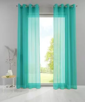 Комплект из 2 штор с люверсами ВxШ 280x140 см, темно-серый, прозрачный, «Basel», штора с свинцовой лентой, 20332TR2 Astek