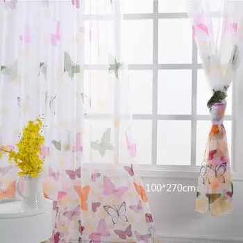 Комплект из 2 штор с вышивкой в виде листьев. Прозрачные шторы с люверсами для украшения гостиной. Шторы-вуали с коричневыми и белыми листьями 140 x 245 см. mcstar