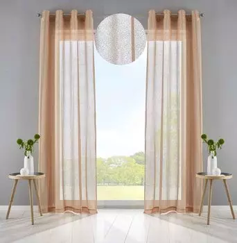 Комплект из 2 штор Скрытые петли Катионные »JENA« В x Ш 145x140 см Серебристые непрозрачные шторы с эффектом льна Пятнистая лента для штор с подвязками, 2019037-2 Astek, серо-коричневый