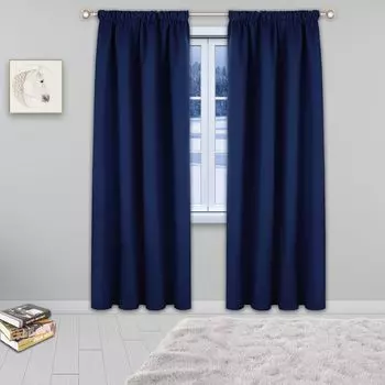 Комплект из 2 штор ВxШ 245x140 см кремово-черный с узором «гусиные лапки» PARIS « гибкий многополосный подвес элегантный легкий уход, 2023320-2 Koheim, синий