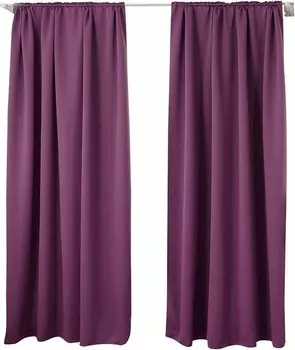 Комплект из 2 штор WOLTU, непрозрачная лента с рюшами для карнизов, плотные плотные шторы 250 г/м, термозавеса, защита от холода, светонепроницаемые, фиолетовый, 135 х 245 см