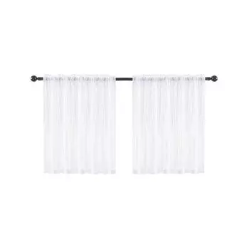 Комплект из 2 штор-вуалей, 132 х 160 см, жаккардовые оконные решетки, белые, полупрозрачные, многофункциональная лента easy home, белый