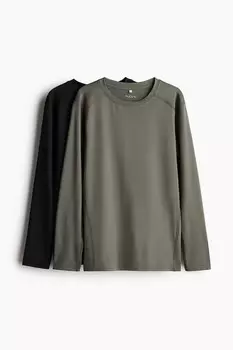 Комплект из 2 спортивных рубашек из материала Drymove H&M, зеленый