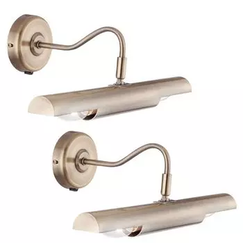 Комплект из 2 светильников для картин, состаренная латунь, подвижный точечный светильник, 36,5 см etc-shop, золото