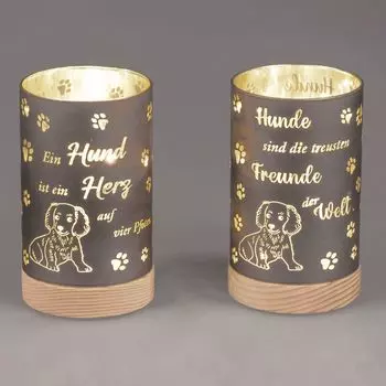 Комплект из 2 светодиодных настольных ламп, декоративная подсветка DOG FRIENDS H. 15см + таймер Formano, серый