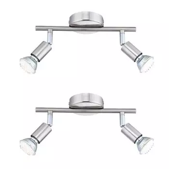 Комплект из 2 светодиодных потолочных светильников с точечными светильниками из матового никеля. etc-shop, серебро
