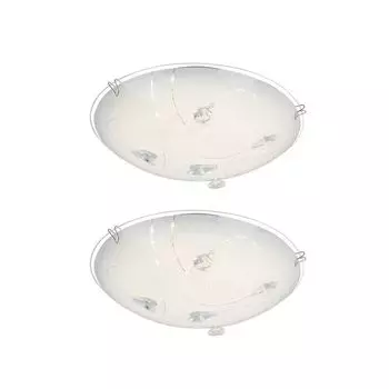 Комплект из 2 светодиодных потолочных светильников, серебристый, сатинированный, круглый, D 25 см Globo Lighting, белый