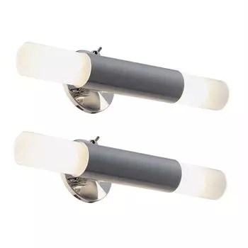 Комплект из 2 светодиодных светильников для ванной комнаты, зажим, хром, L 25,5 см etc-shop, серебро