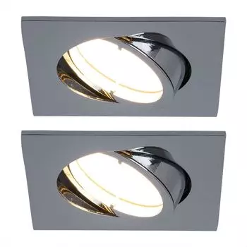 Комплект из 2 светодиодных встраиваемых светильников, с регулировкой яркости, хром, квадратный, подвижный etc-shop, белый